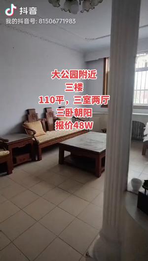 银座大公园附近，三楼！110平三室两厅，48万